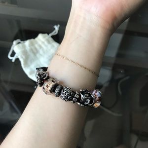 Pandora Jewelry - Pandora leather bracelet with 6charms 3spacers Pandora Jewelry - Pandora leather bracelet with 6charms 3spacers